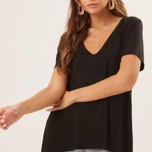 New Lush Black Elevated Relaxed Pocket Tee